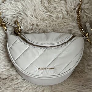 NWOT Charles & Keith Cream Quilted Crossbody Bag in ivory
